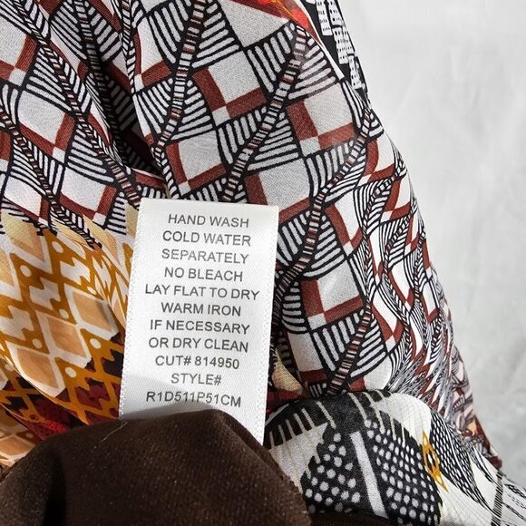 NWT CHRIS McLAUGHLIN Abstract Art Dress size 6 BROWN RED BLACK Maximalist Boho - Picture 8 of 9